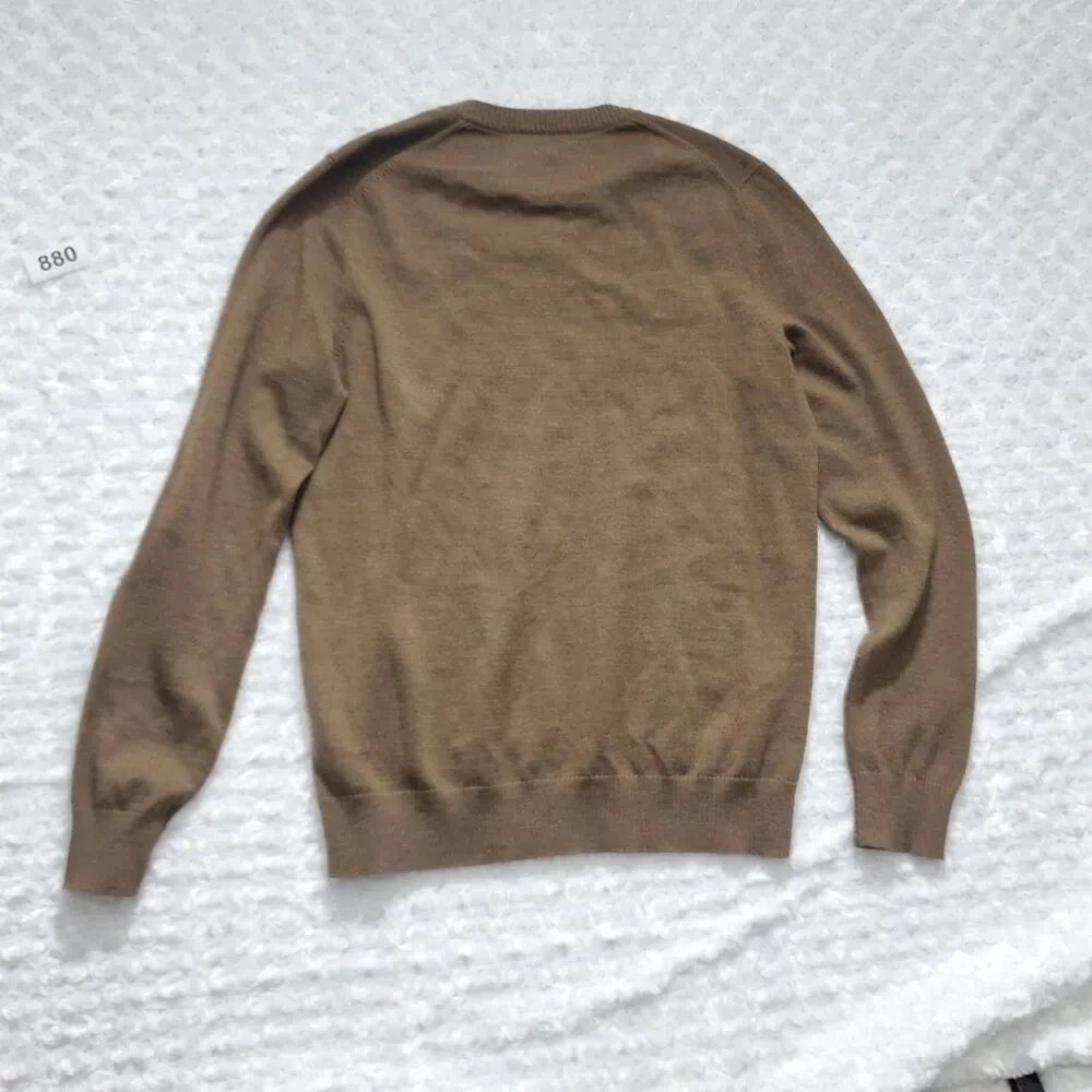 Banana Republic Extra Fine Merino V-Neck Sweater Mens M Brown Pullover